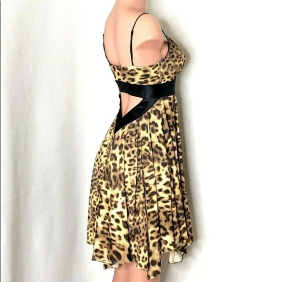 CACHÉ | Sexy Leopard Print Dress Cut Out Back Handkerchief Hem - Picture 4 of 13